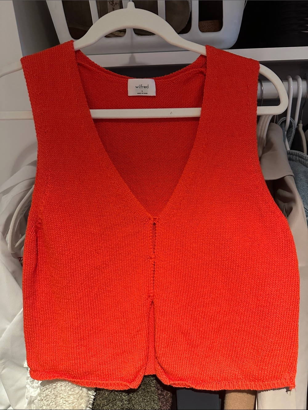 Wilfred Orange Knit V-Neck Cropped Tank